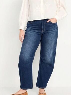 Old Navy High Rise Baggy Barrel Jeans In Blue Baby Size 24 Plus Size Denim